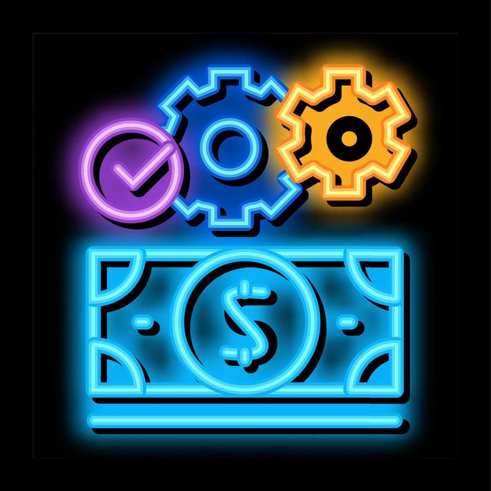 working money dollar neon glow icon illustration vector