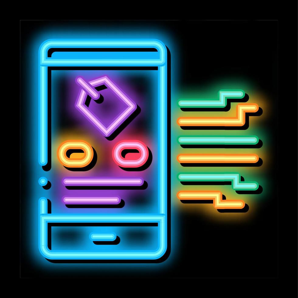 neuromarketing smartphone label app neon glow icon illustration vector