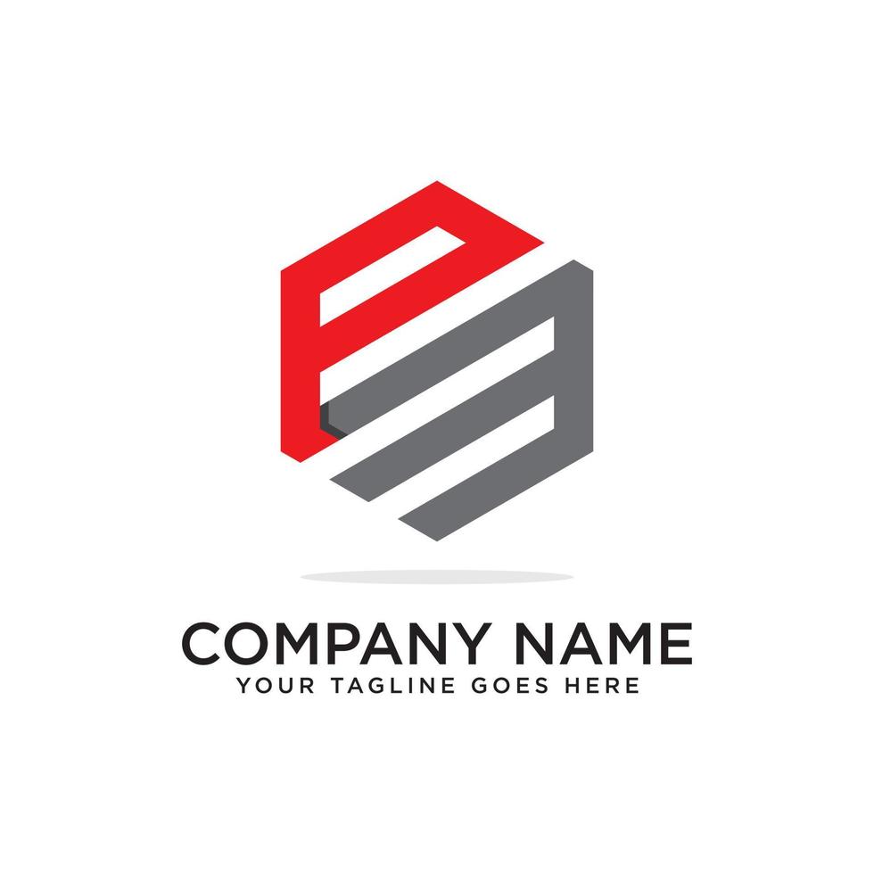 P and M hexagonal logo design template, initial logo idea vector