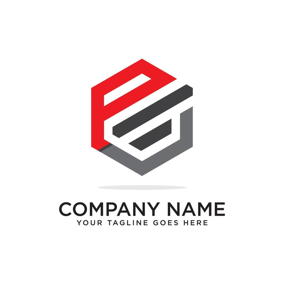 P and L hexagonal logo design template, initial logo idea vector