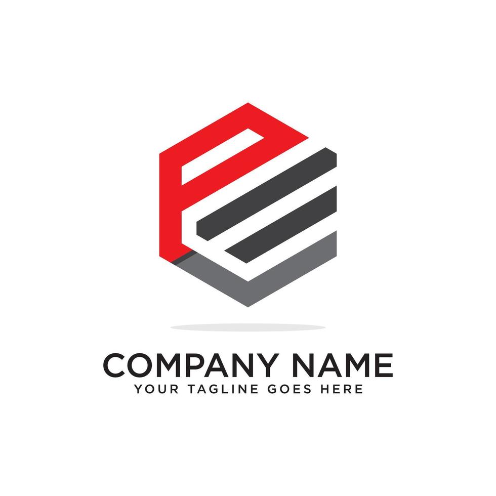 P and L hexagonal logo design template, initial logo idea vector