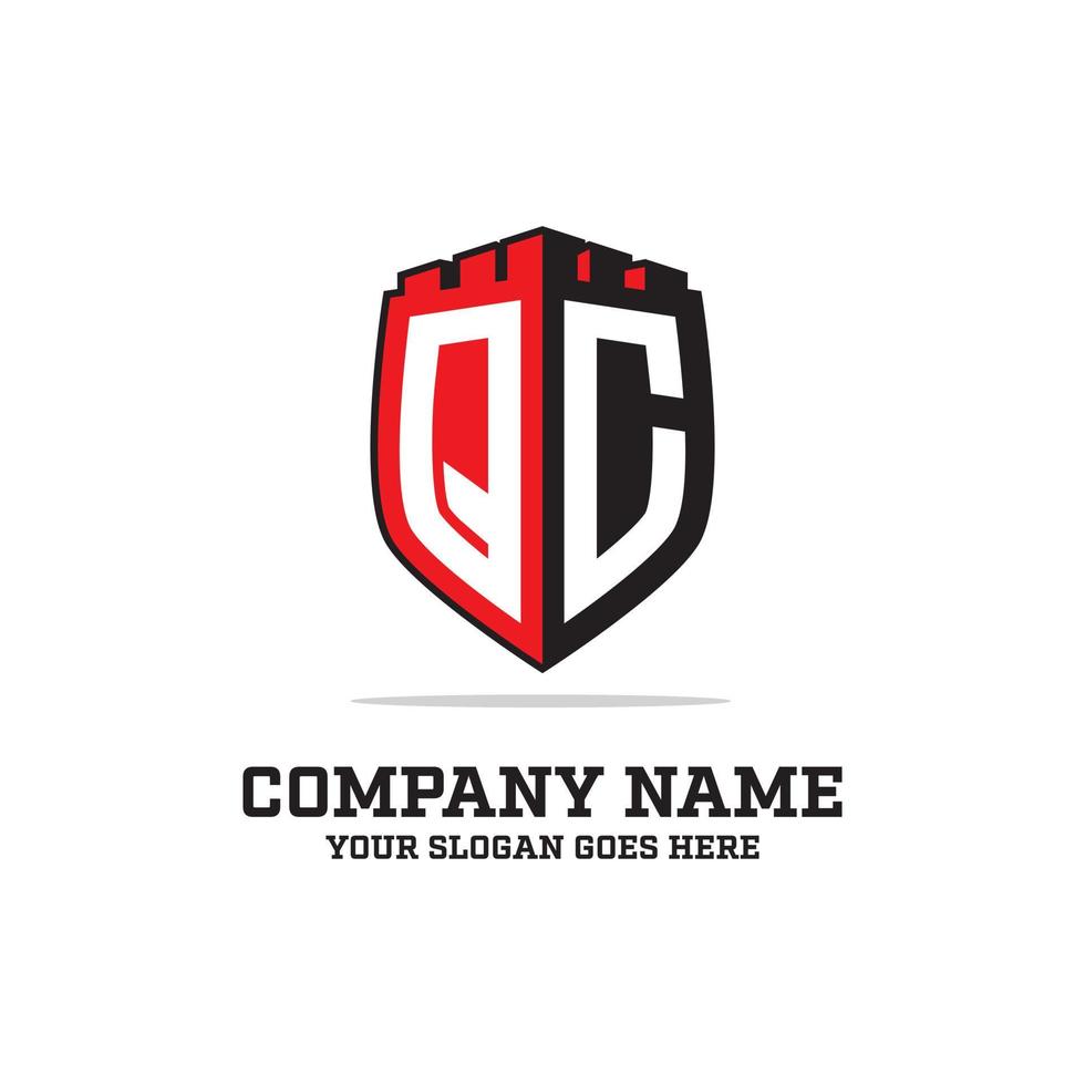 diseños de logotipos iniciales de qc, plantilla de logotipo de escudo, inspiraciones de logotipos de letras vector