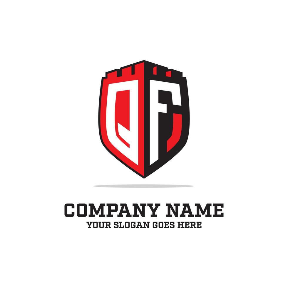 Q F initial logo designs, shield logo template, letter logo inspirations vector