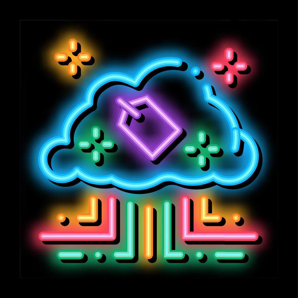 label in internet cloud neon glow icon illustration vector
