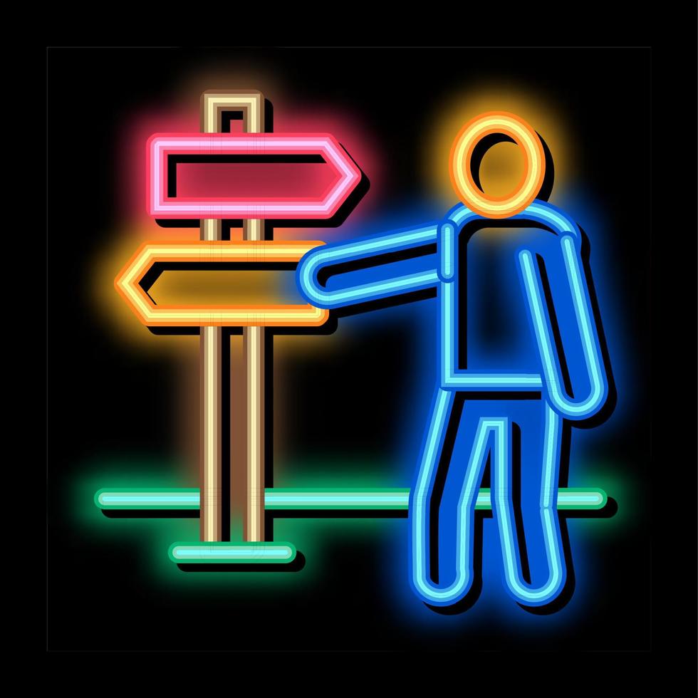 human direction pillar neon glow icon illustration vector