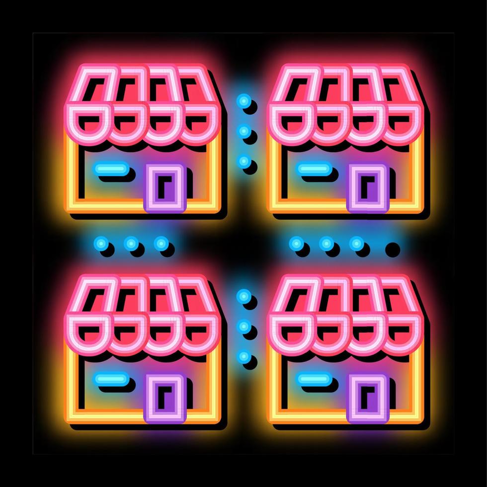 franchise business buildings neon glow icon illustration vector