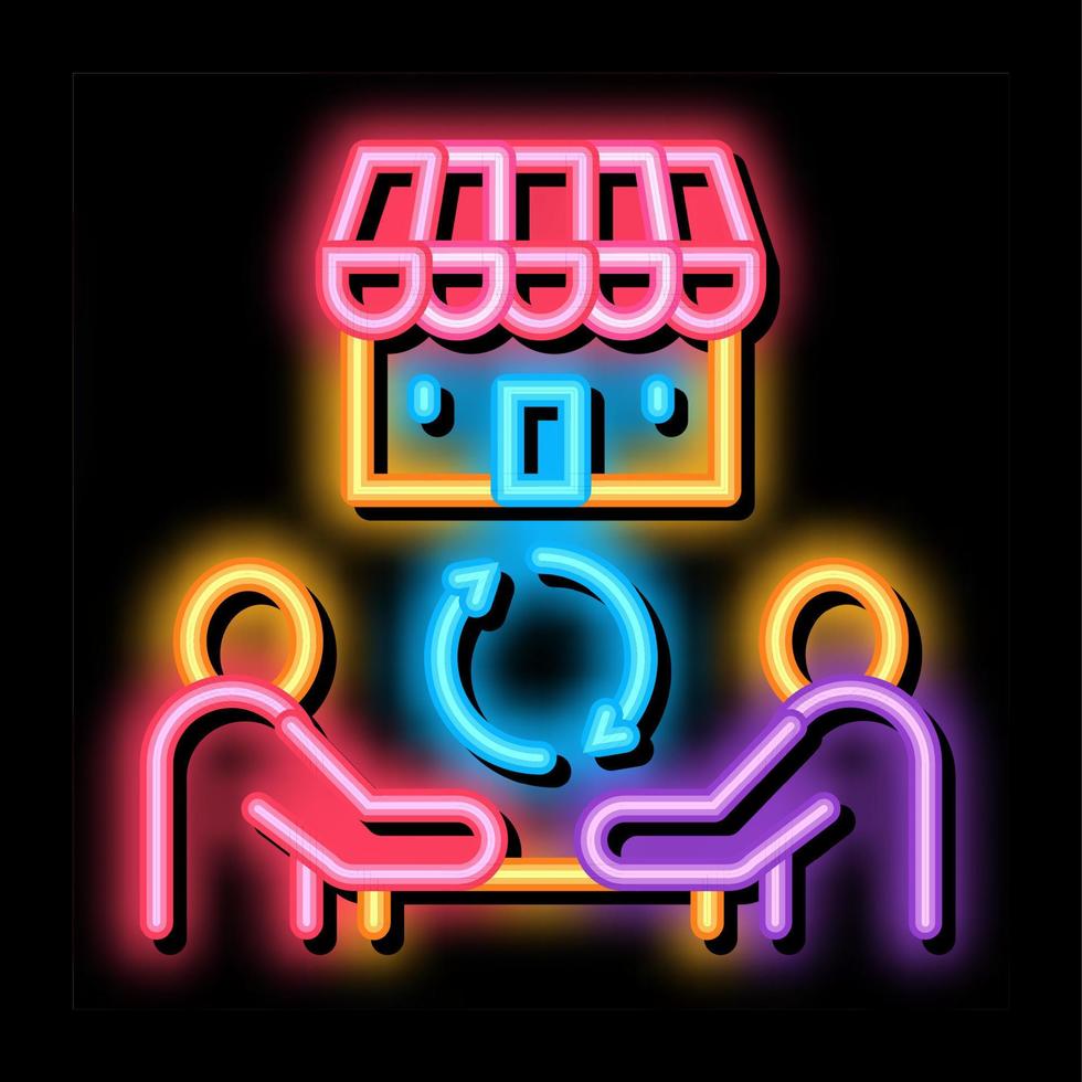 franchise partnership neon glow icon illustration vector