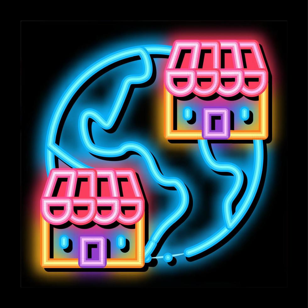 franchise world location neon glow icon illustration vector