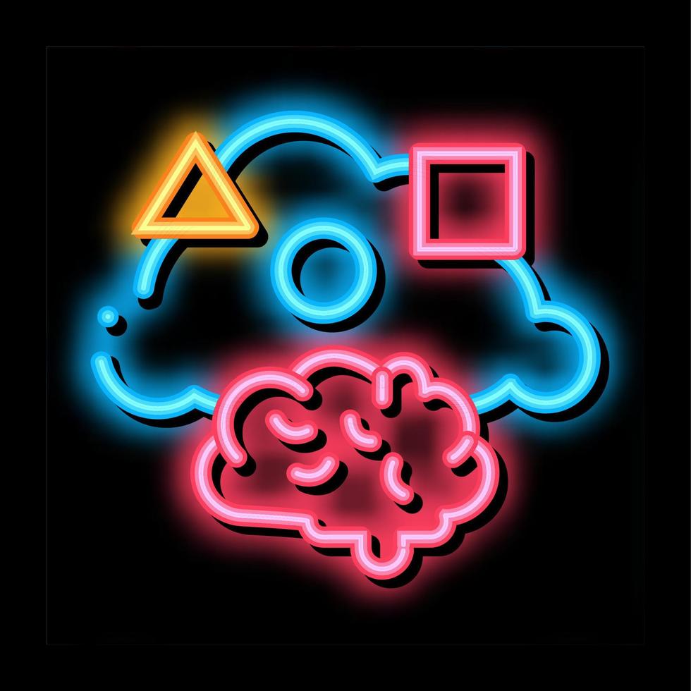 dementia brain figures neon glow icon illustration vector