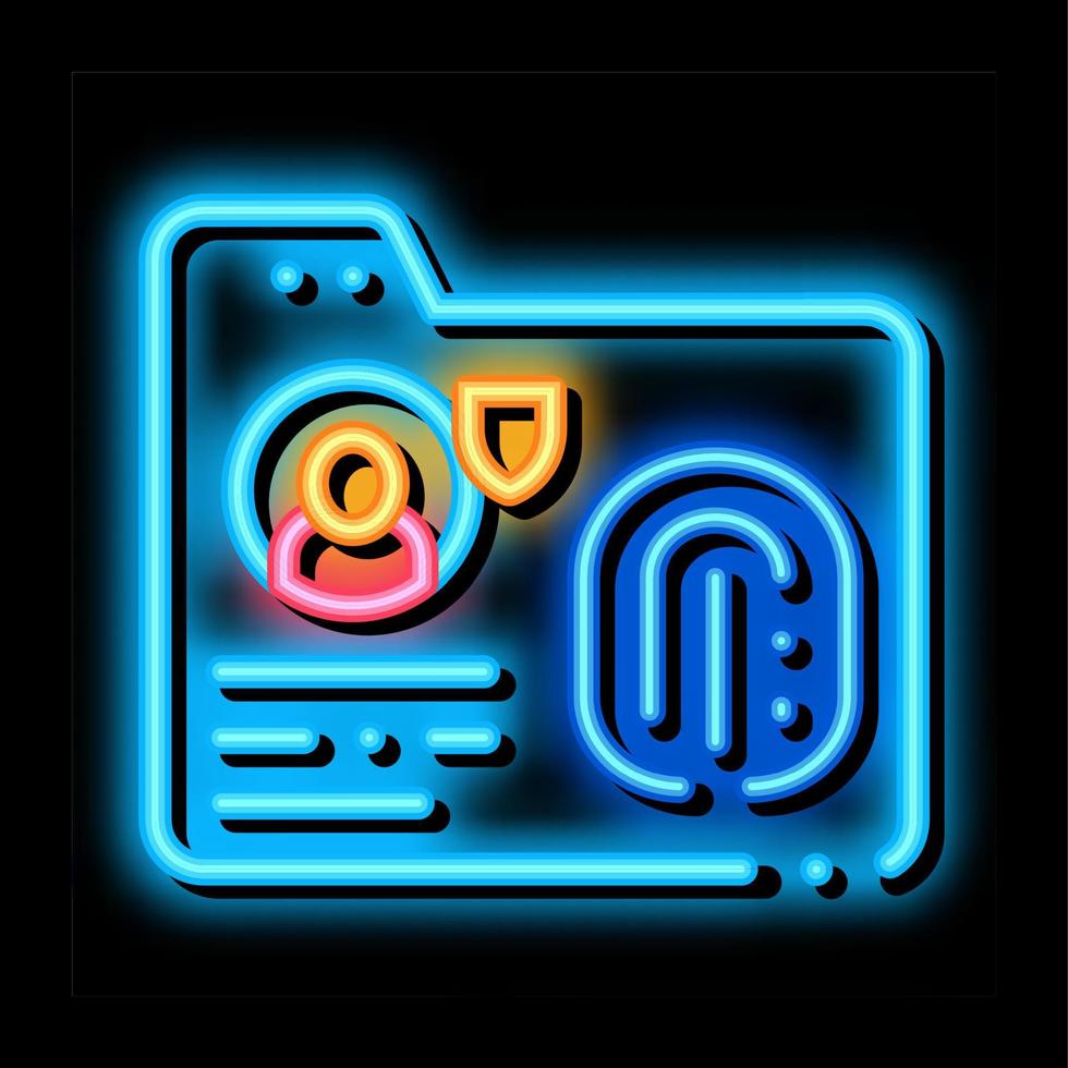 fingerprint base neon glow icon illustration vector