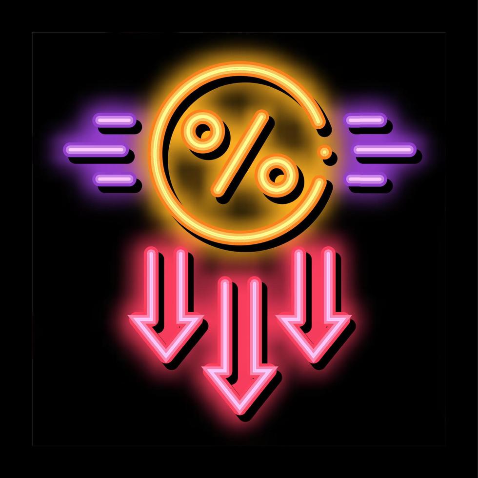 falling interest down neon glow icon illustration vector