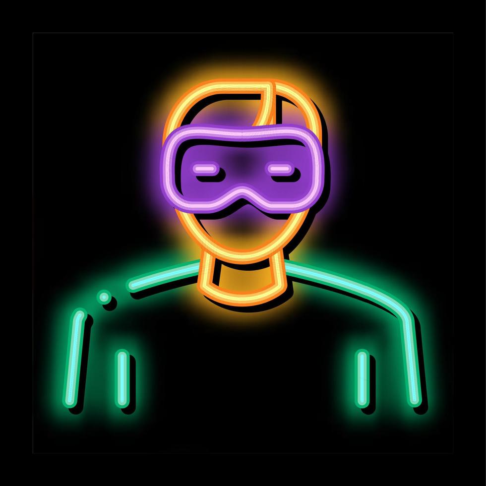 human with eyes mask neon glow icon illustration vector