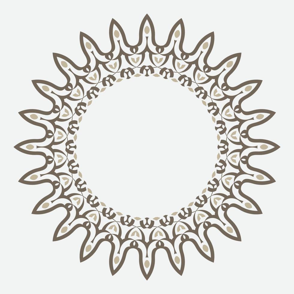 free decorative round frame for design with floral ornament. Circle frame. Template for printing postcards, invitations, books, for textiles, engraving, wooden furniture, forging. Vector