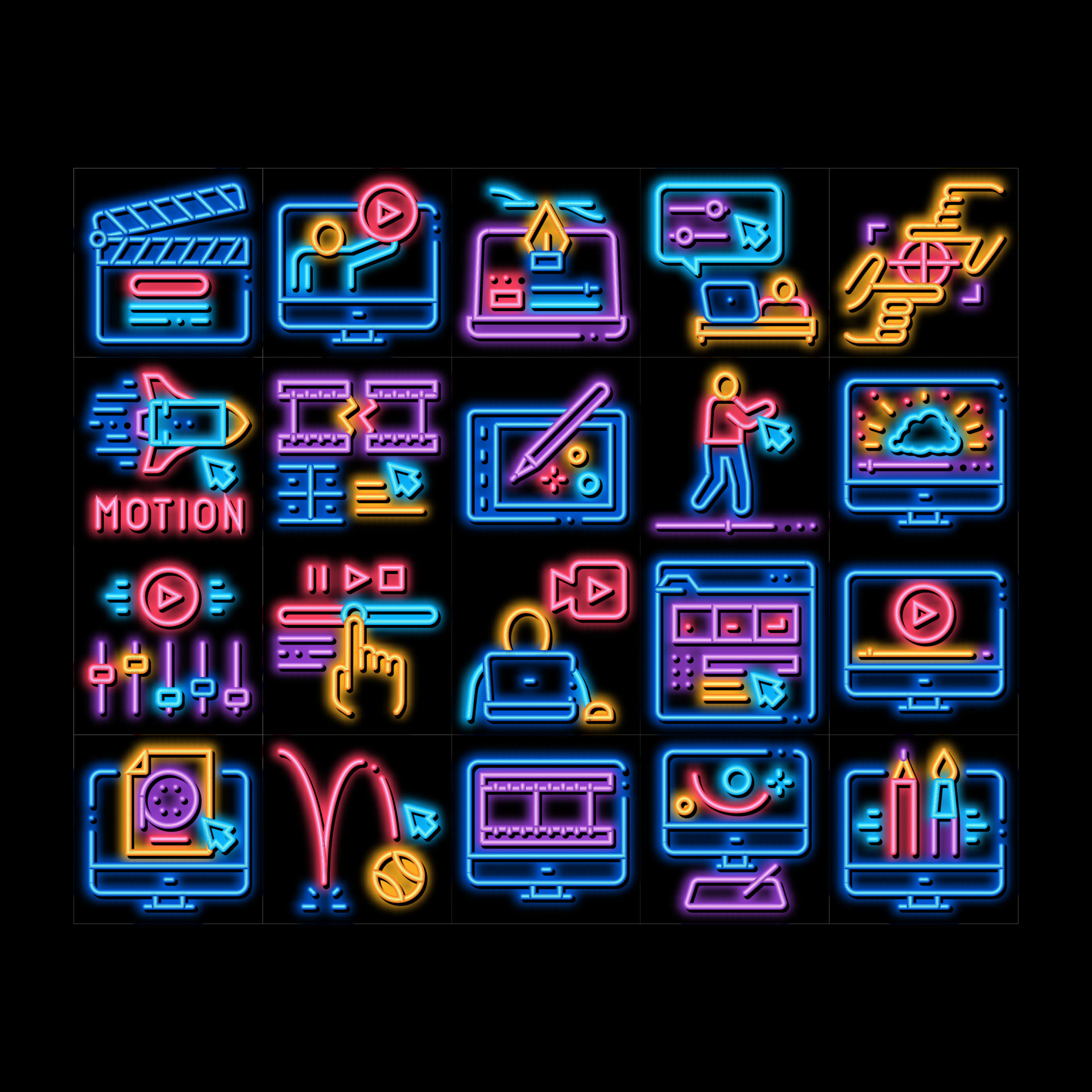 Motion Design Studio neon glow icon illustration 17787400 Vector Art at