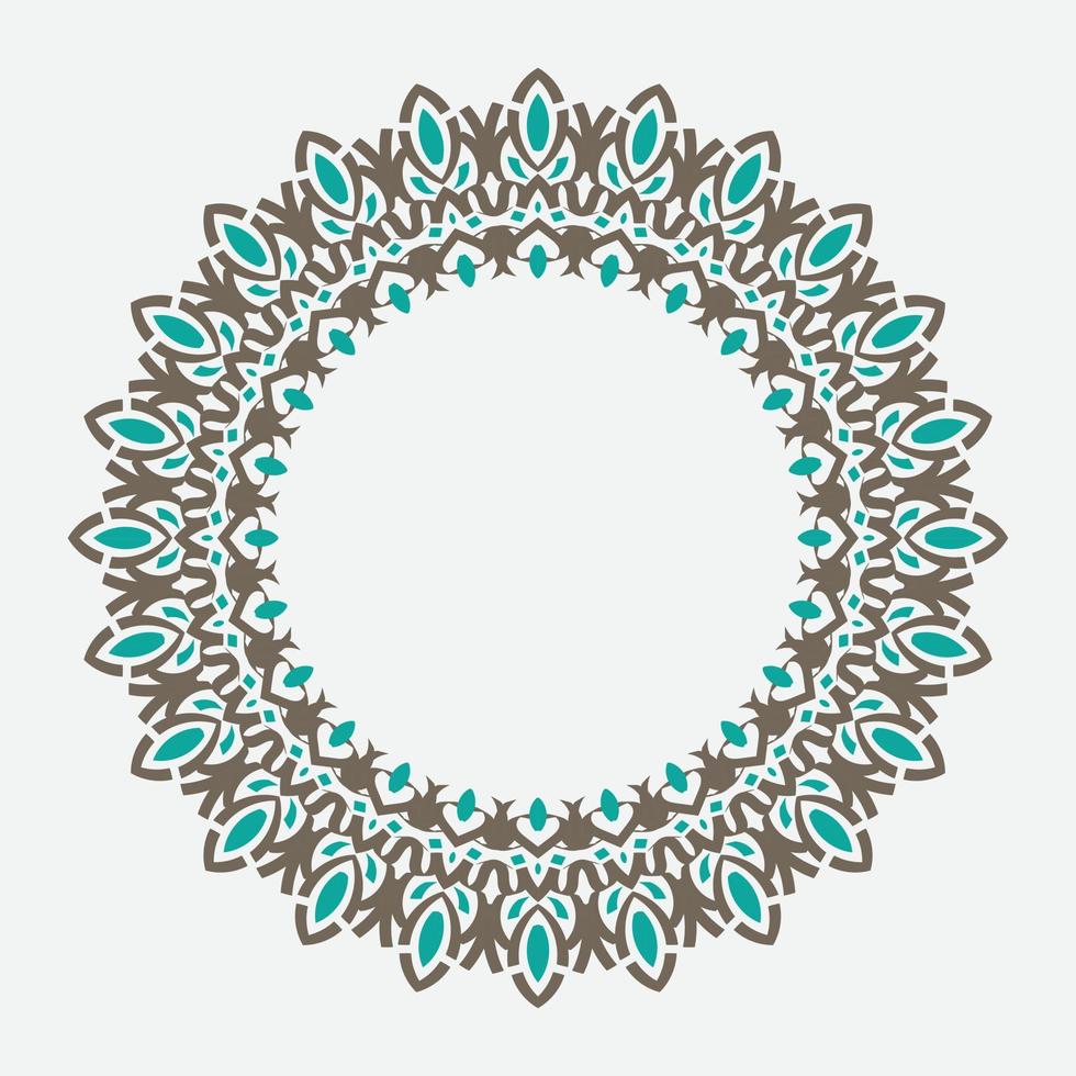 free decorative round frame for design with floral ornament. Circle frame. Template for printing postcards, invitations, books, for textiles, engraving, wooden furniture, forging. Vector