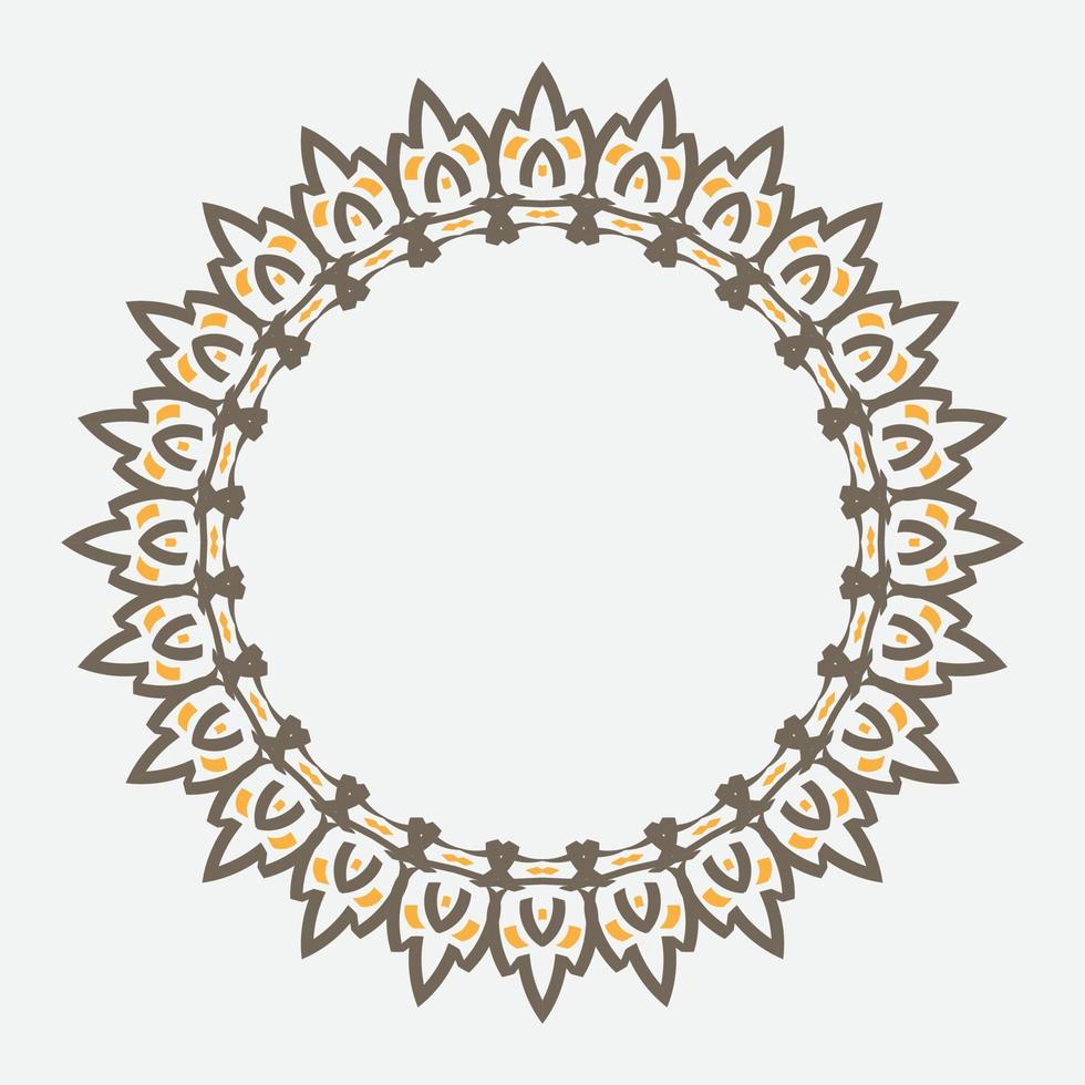 free decorative round frame for design with floral ornament. Circle frame. Template for printing postcards, invitations, books, for textiles, engraving, wooden furniture, forging. Vector