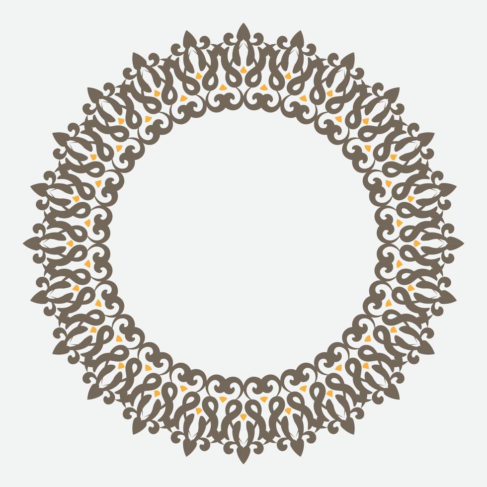 free Decorative line art frame for design template. Elegant vector element Eastern style, place for text. retro outline floral border. Lace illustration for invitations and greeting cards