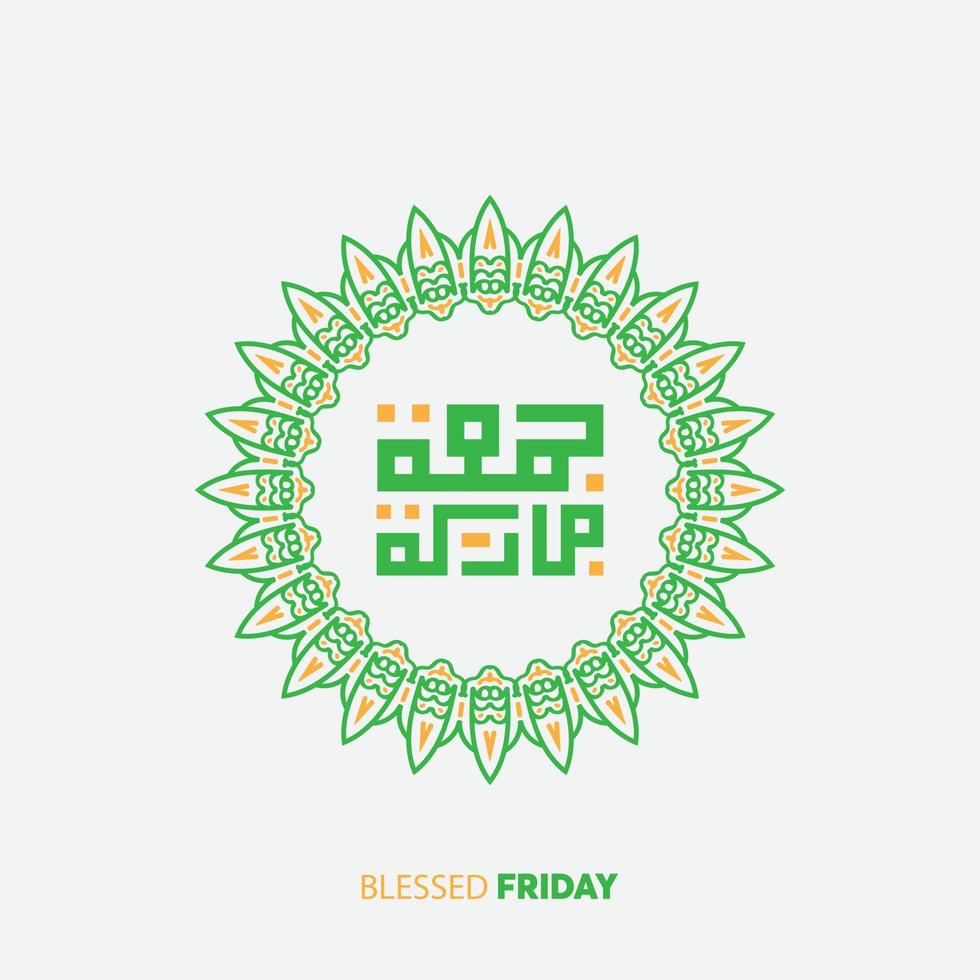 caligrafía árabe libre juma'a mubaraka. tarjeta de felicitación del fin de semana en el mundo musulmán, que sea un bendito viernes vector