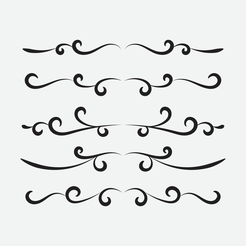 free Set of ornamental filigree flourishes and thin dividers. Classical vintage elements, vector illustration