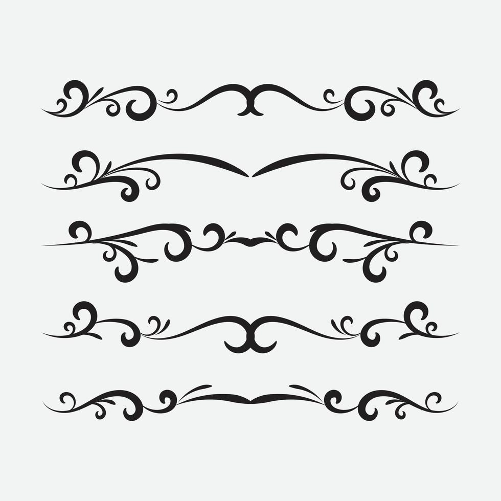 free Set of ornamental filigree flourishes and thin dividers. Classical vintage elements, vector illustration