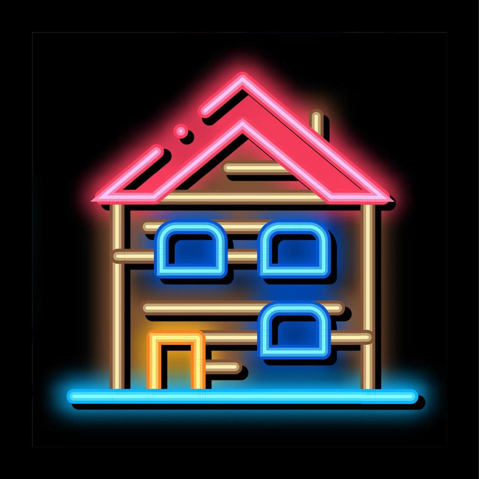 ski resort cabin building neon glow icon illustration vector