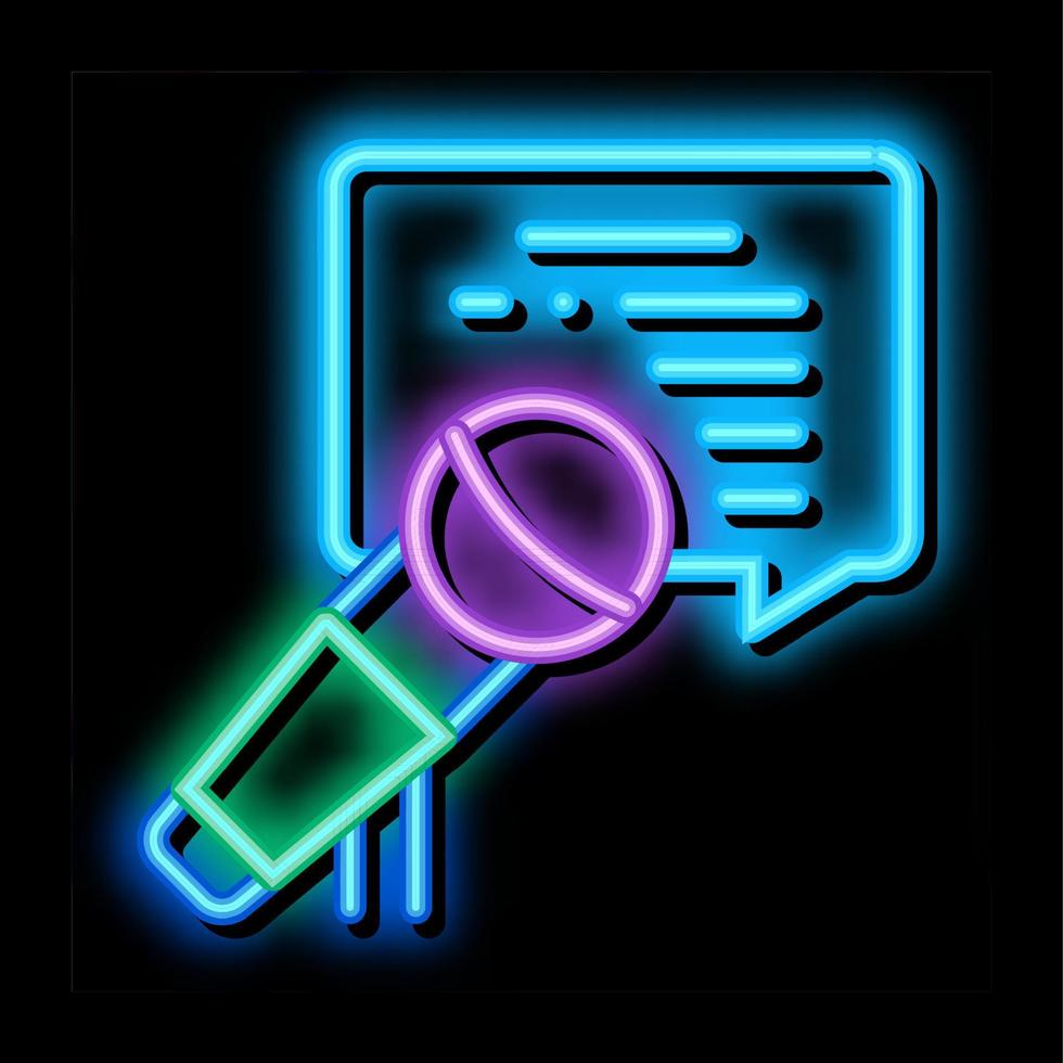 seminar microphone speak neon glow icon illustration vector