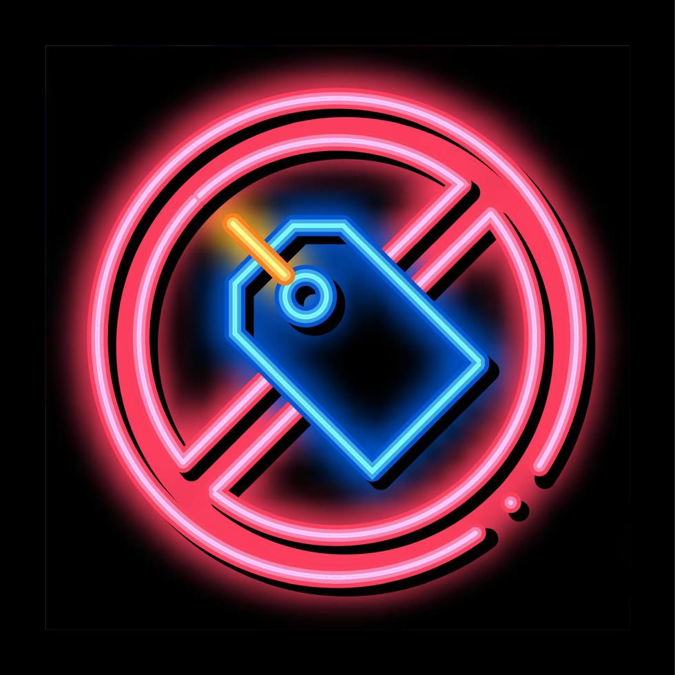 label crossed out mark neon glow icon illustration vector