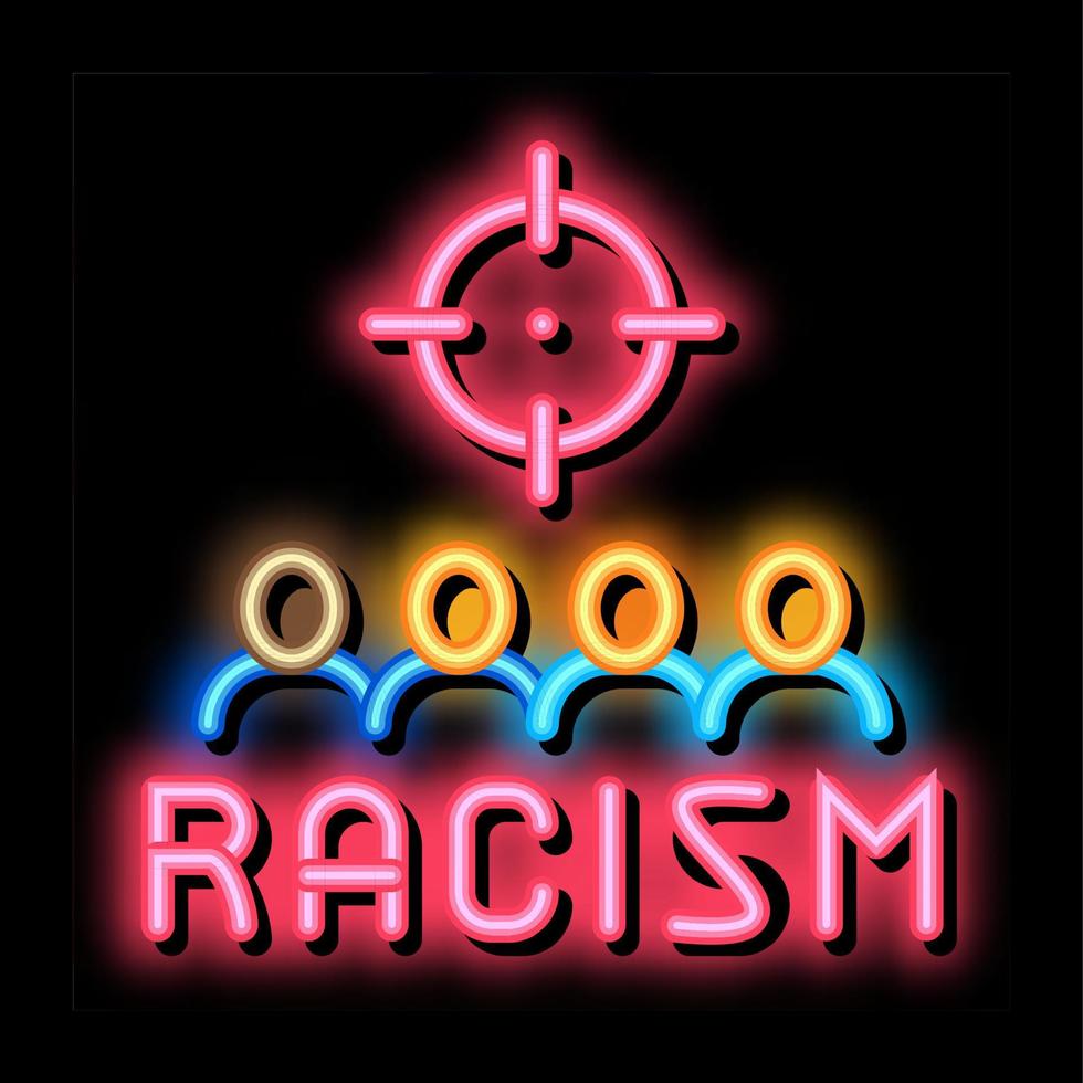racism target aim neon glow icon illustration vector