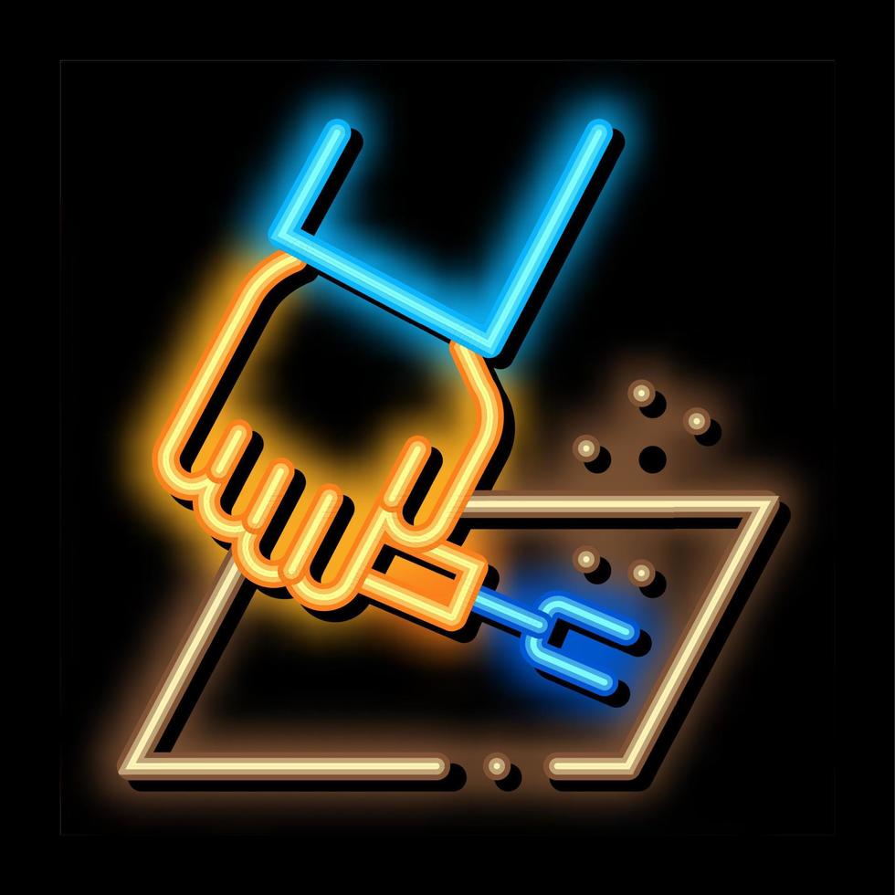 leatherworker sewing machine neon glow icon illustration vector