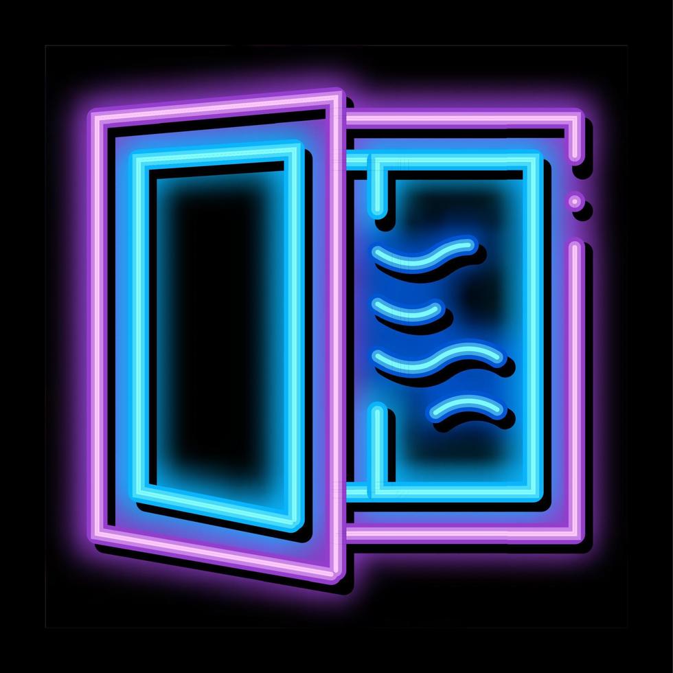 draft in window neon glow icon illustration vector