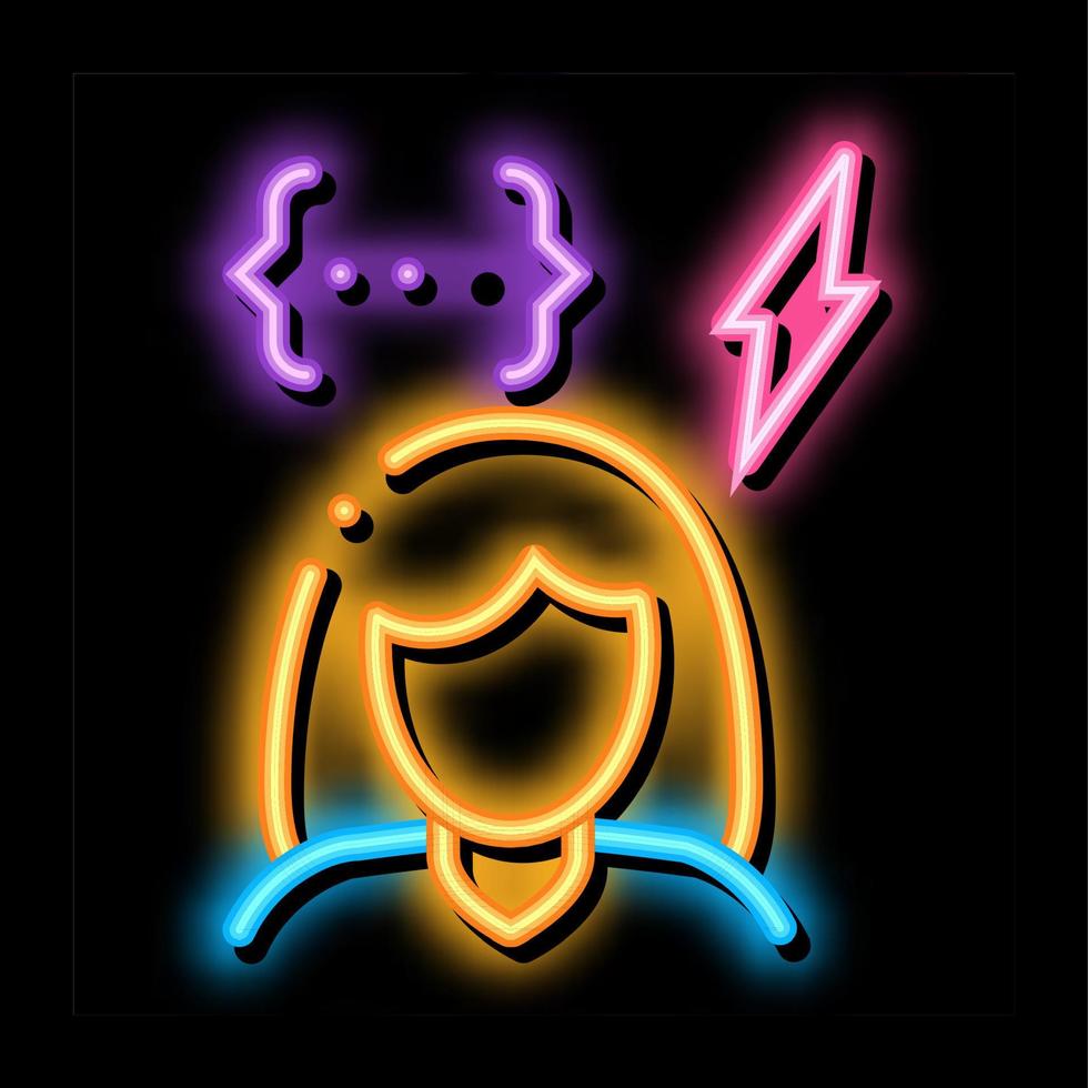 emotionally unstable woman neon glow icon illustration vector