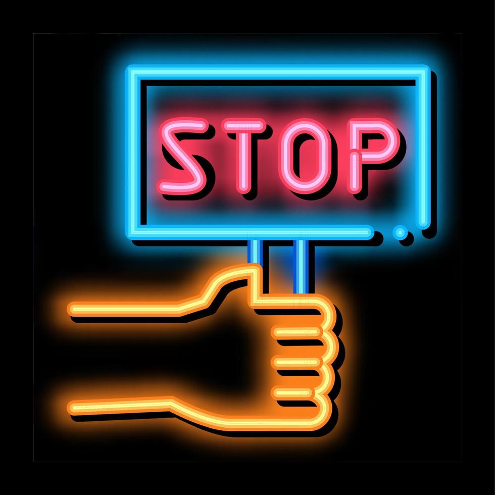 stop racism nameplate neon glow icon illustration vector