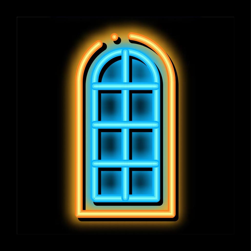 arched window consisting of square glasses neon glow icon illustration vector