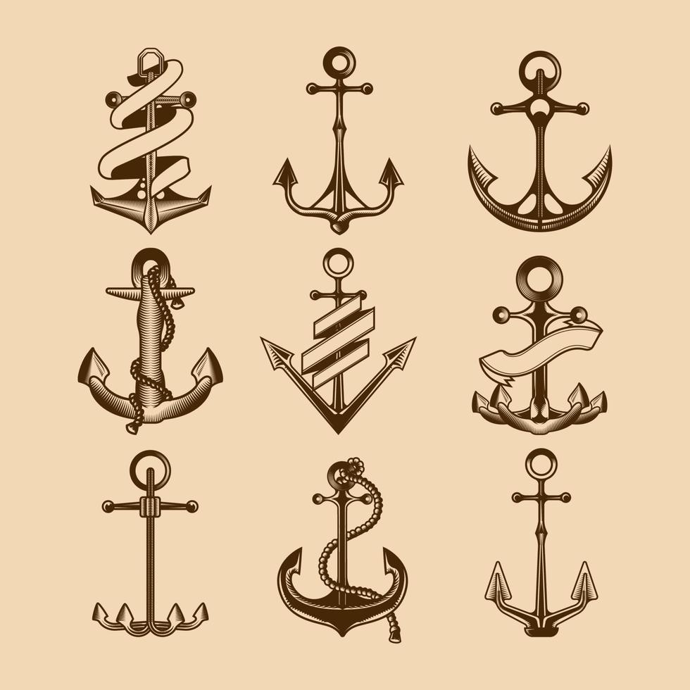 Vintage Logo of Anchor Concept vector