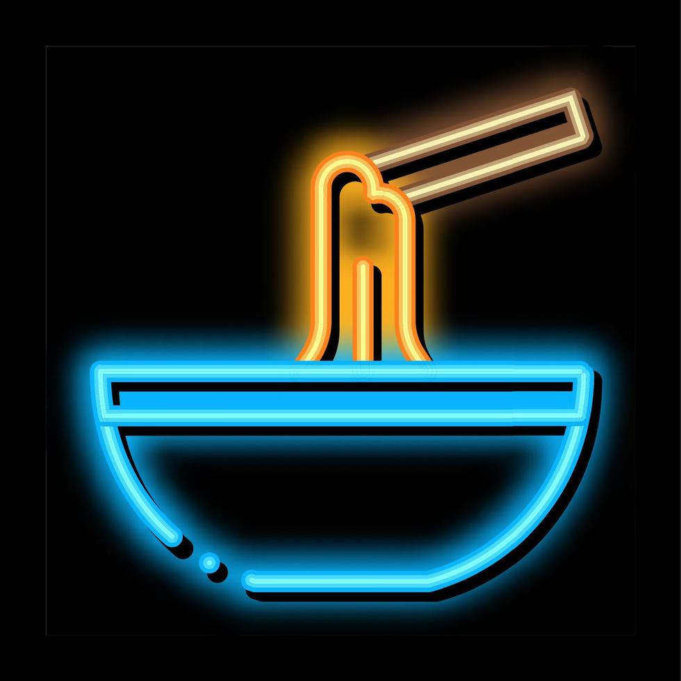 liquid cheese in fondue skewer bowl neon glow icon illustration vector