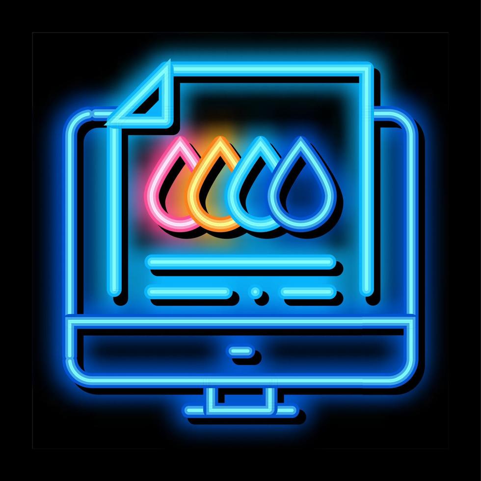 printed sheet in computer neon glow icon illustration vector