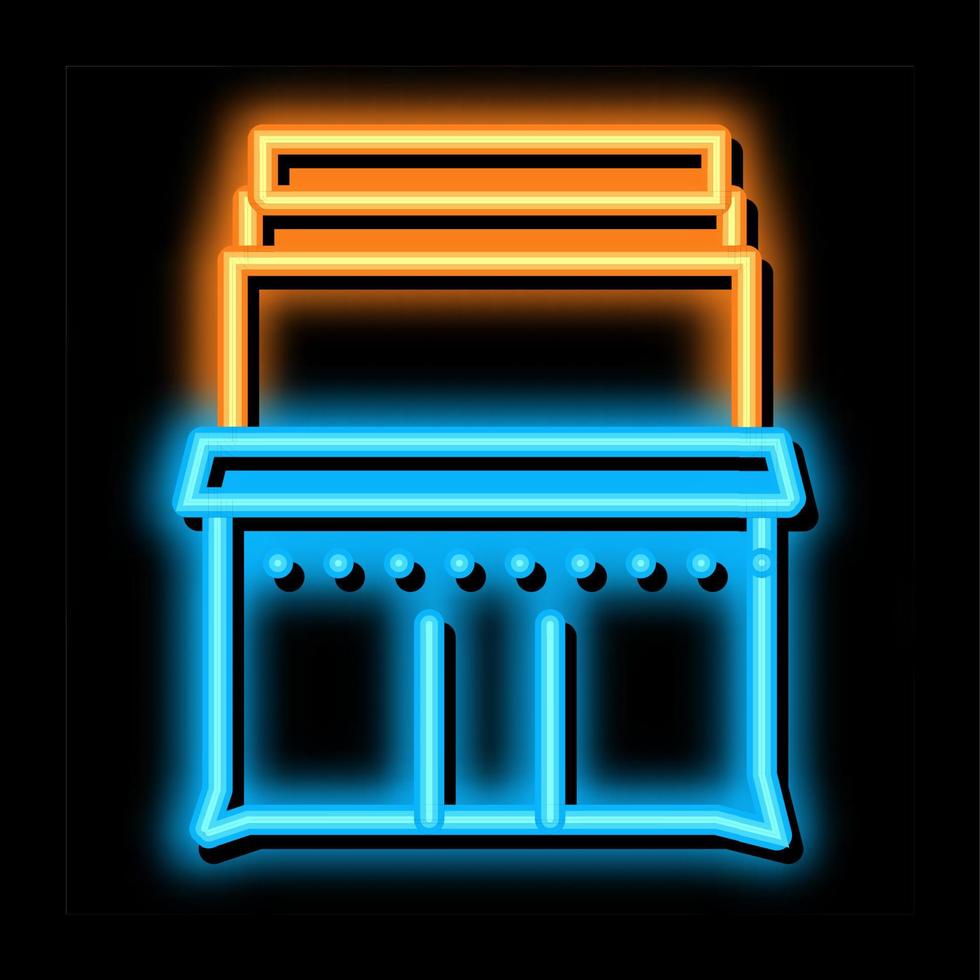 cream cheese in plates neon glow icon illustration vector