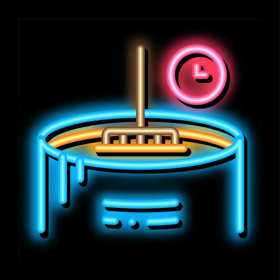 cheese melting time neon glow icon illustration vector