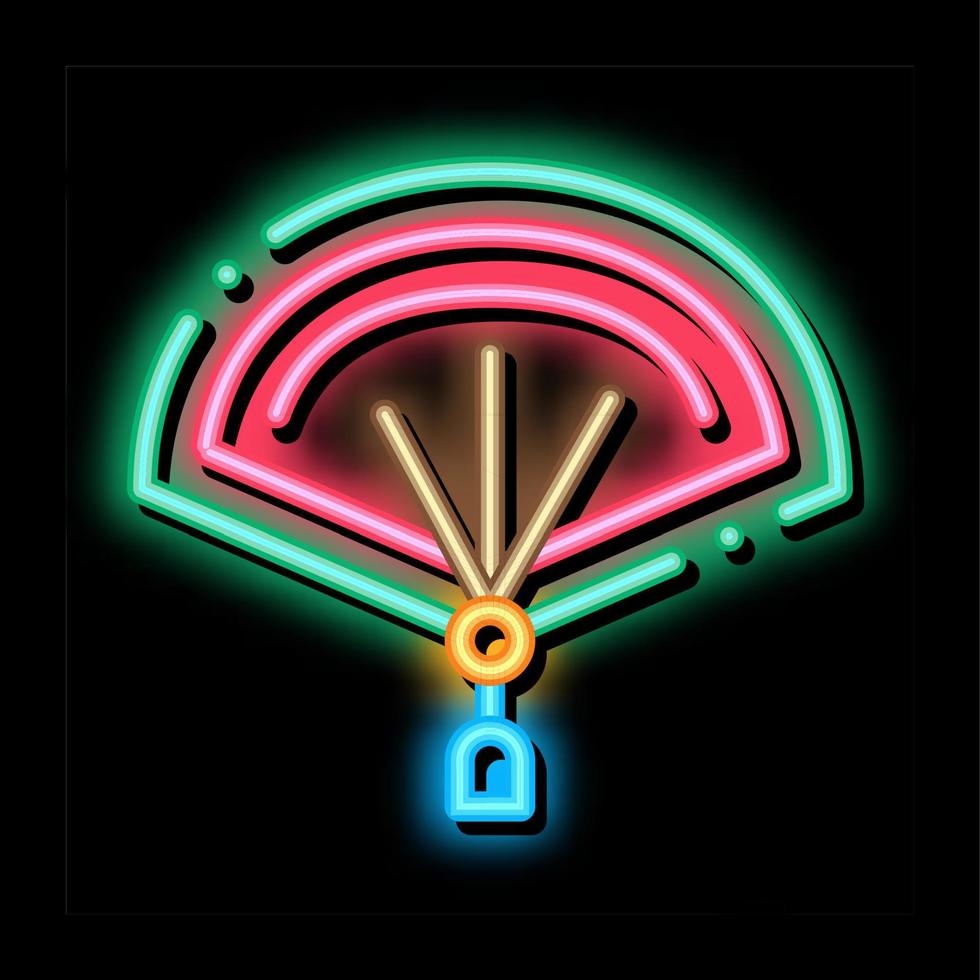 chinese open fan neon glow icon illustration vector