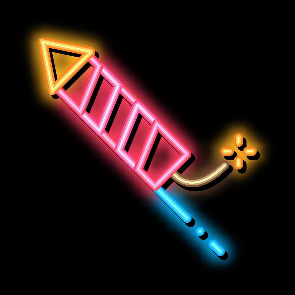 ilustración de icono de resplandor de neón de mecha de fuegos artificiales iluminados vector