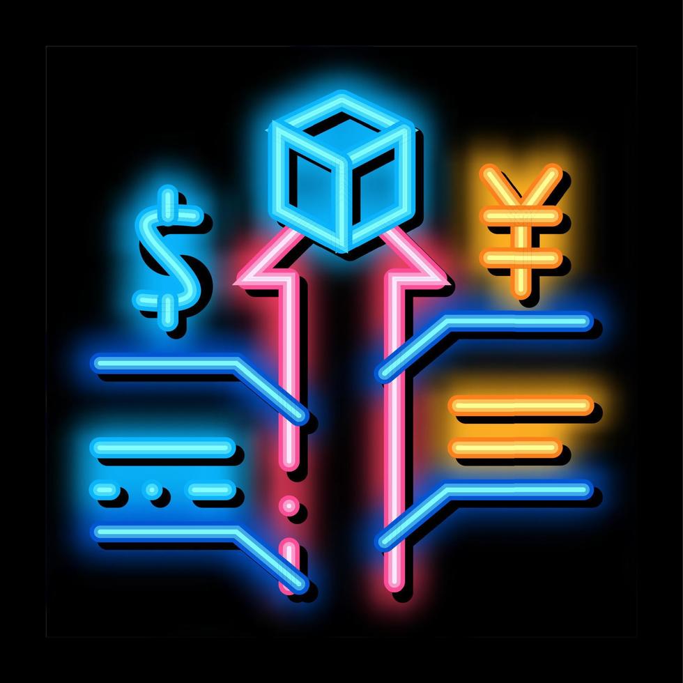 increase sales and exchange rates neon glow icon illustration vector