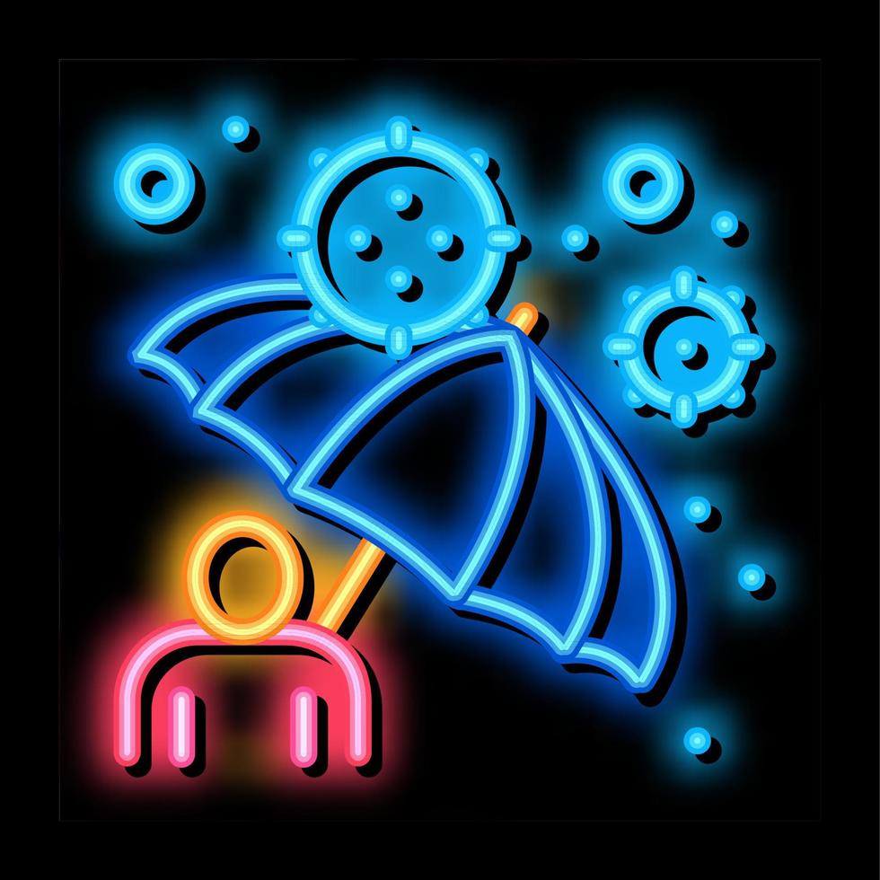 umbrella protection against viruses neon glow icon illustration vector