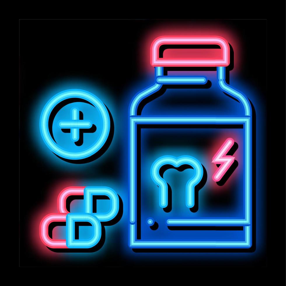 vitamin for strengthening bones neon glow icon illustration vector