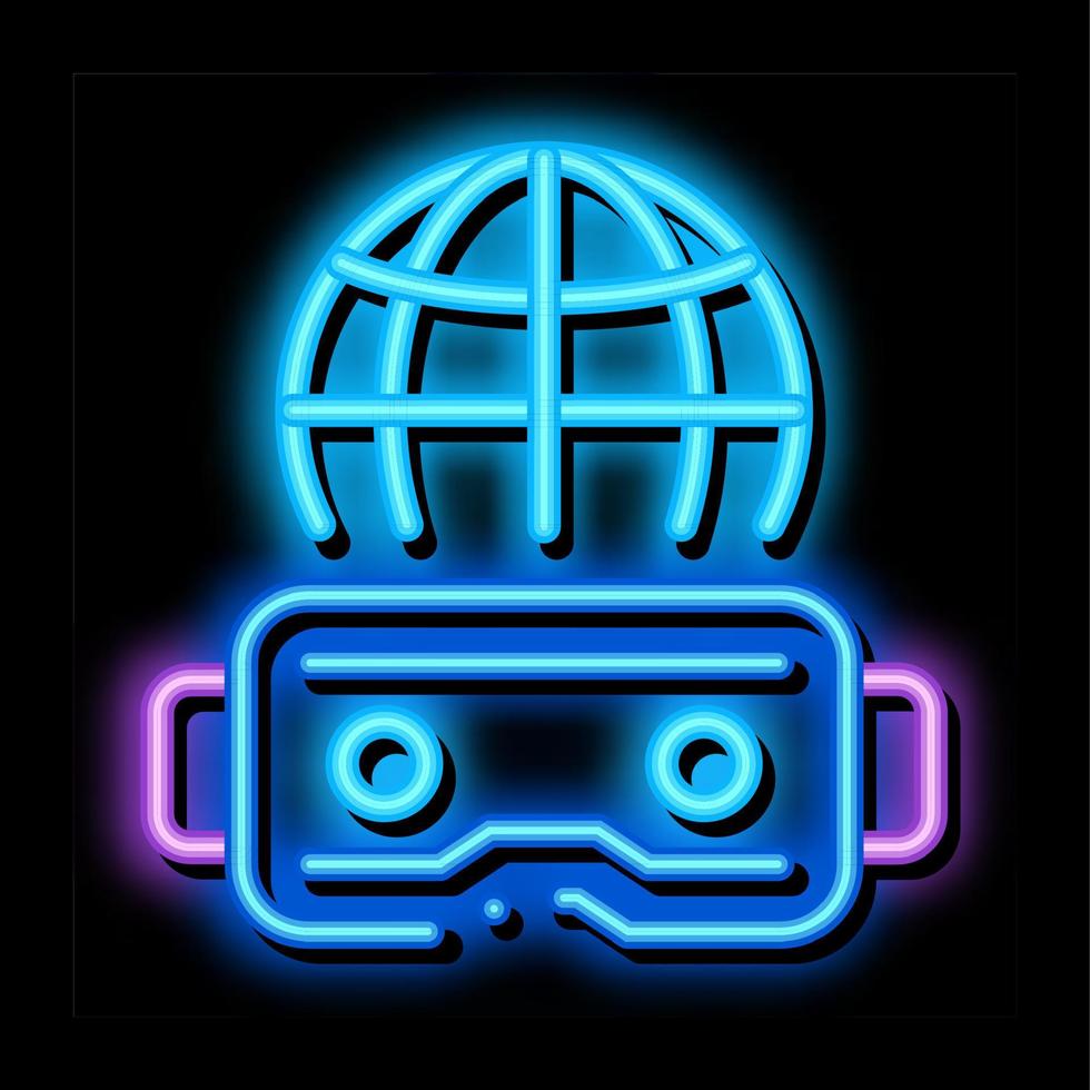 glasses for extra reality neon glow icon illustration vector