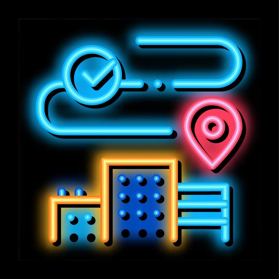 geolocation in residential buildings neon glow icon illustration vector