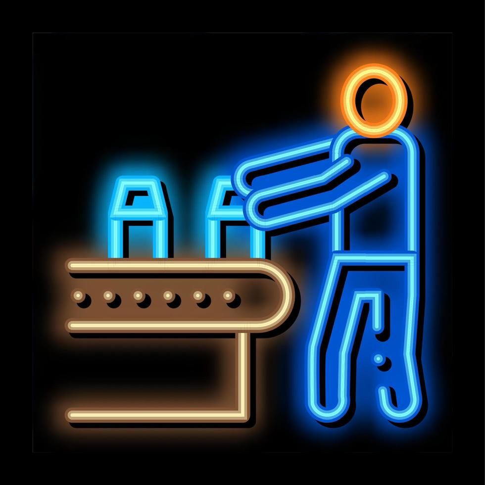 farm milk convector worker neon glow icon illustration vector