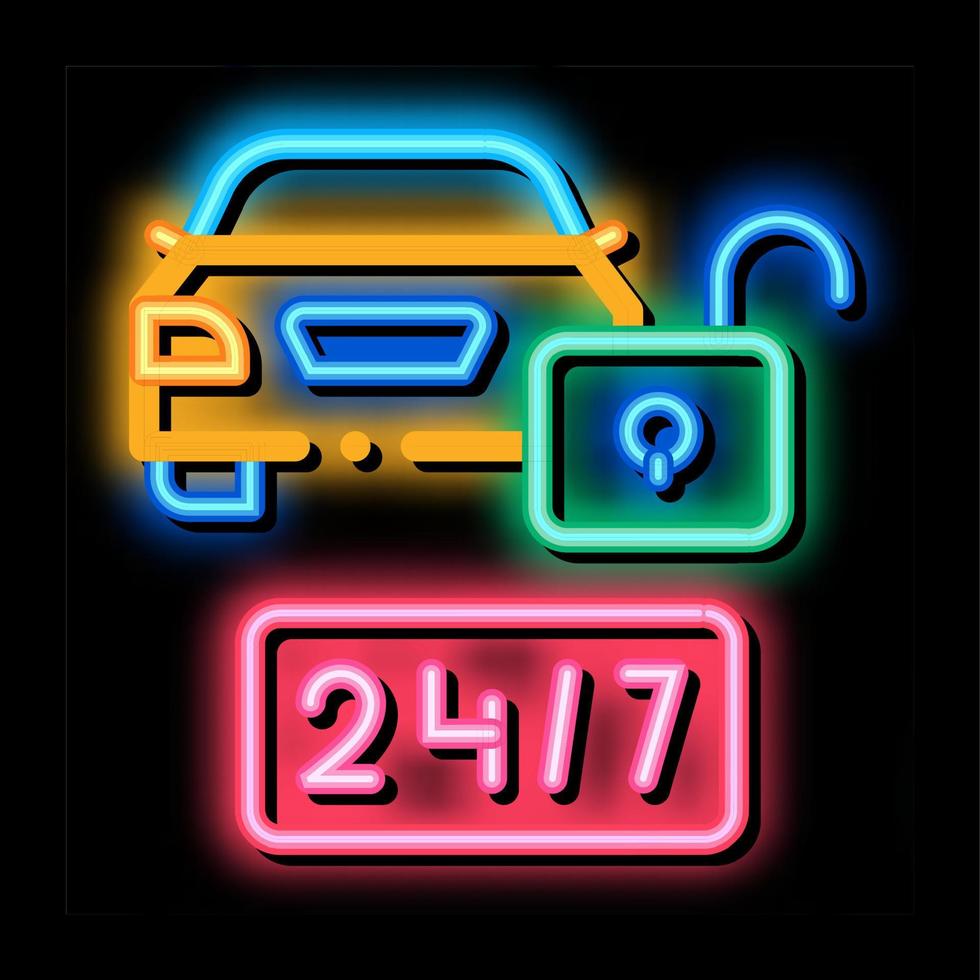 machine protection 24 7 neon glow icon illustration vector