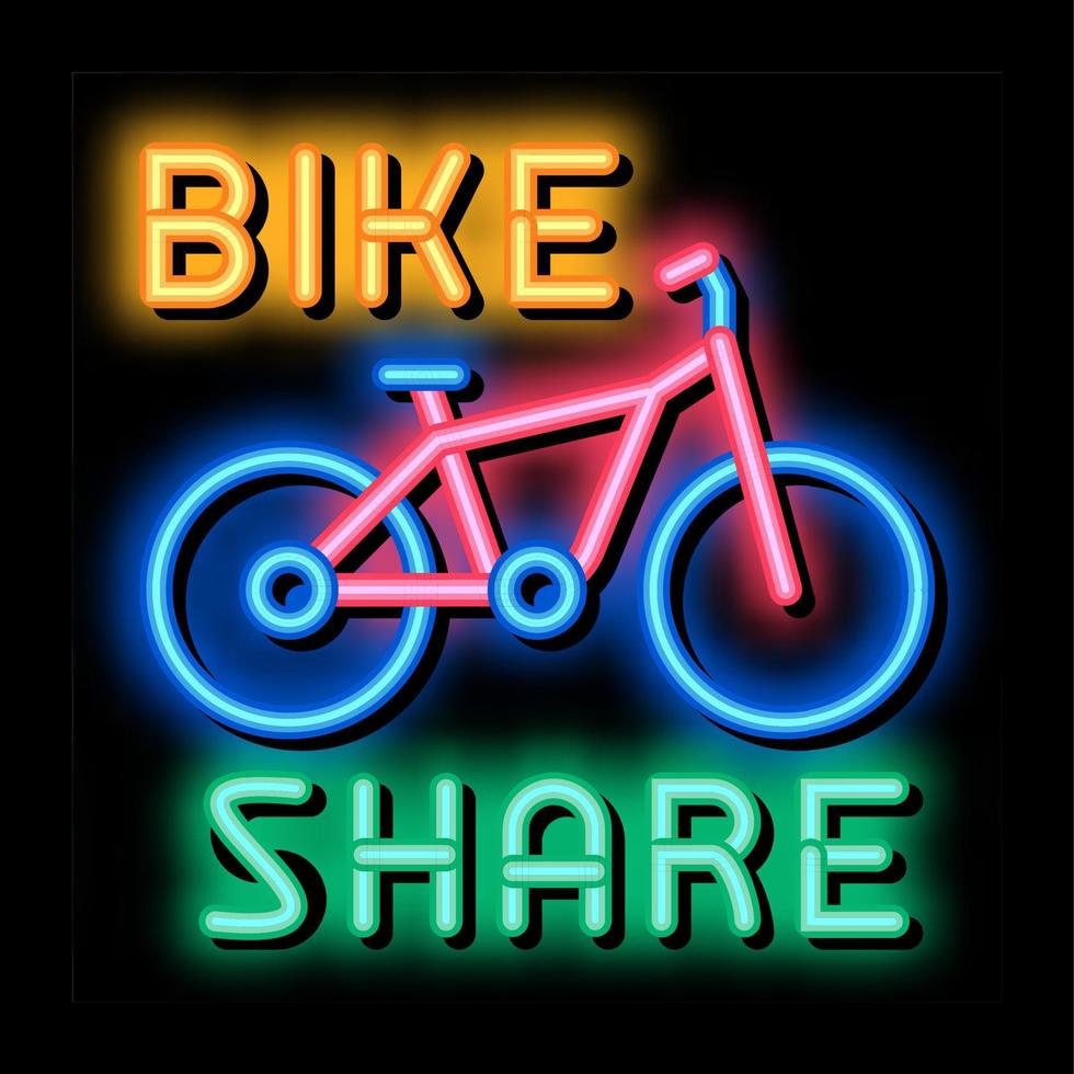 ilustración de icono de brillo de neón de servicios para compartir bicicletas vector