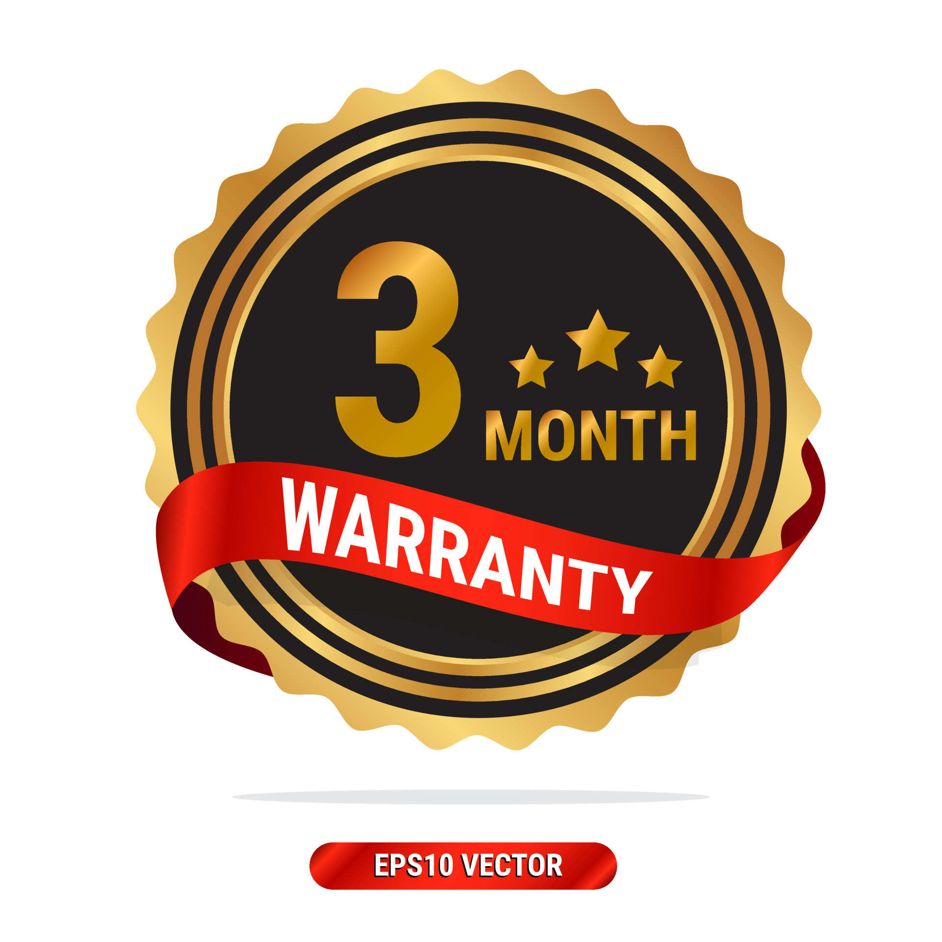 3 month warranty golden seal stamp badge stamp sign label with red 3 month warranty golden seal stamp badge stamp sign label with red