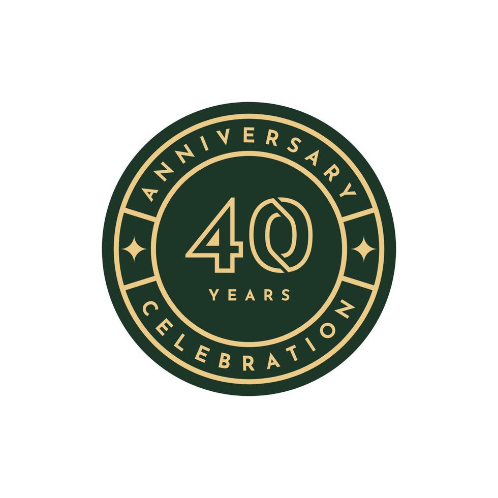 40 Years anniversary label template design vector